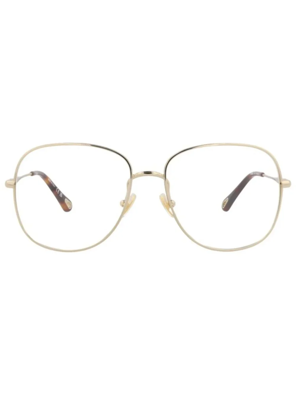 New Chloé Women's Eyeglasses Aviator Metal Frame Gold Gold Transparent